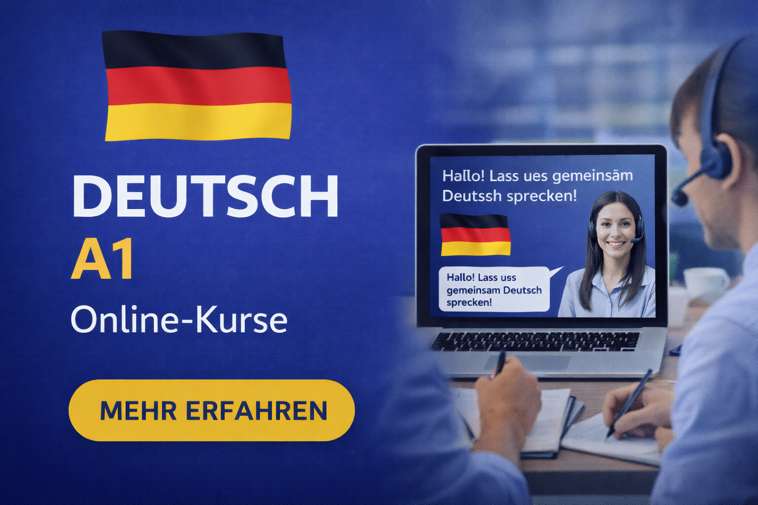 A1-B1 seviyesini hedefleyen çevrim içi Almanca kurs paketi görseli