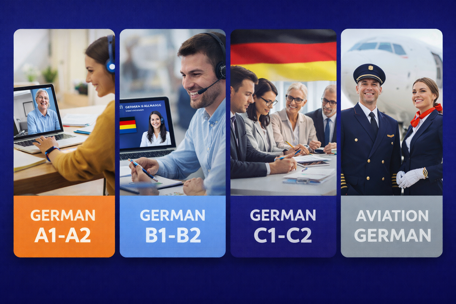 A1-C1 seviyesini kapsayan Almanca paket görseli