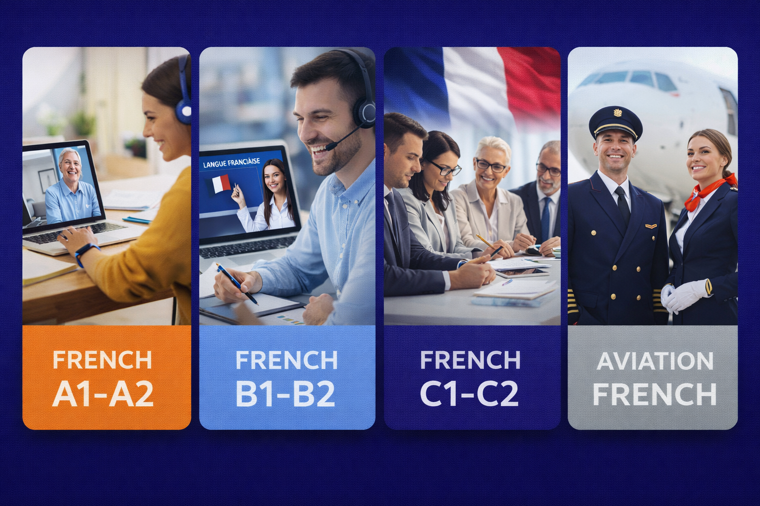 A1-A2 seviyesinde çevrim içi Fransızca kurs paketi görseli