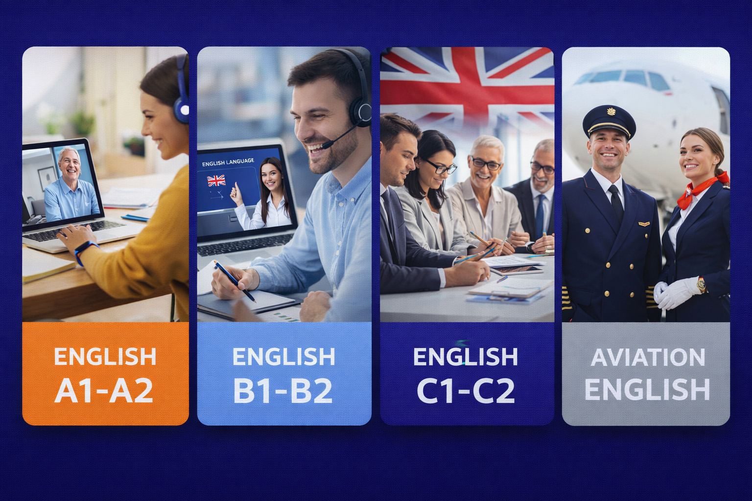 İngilizce paketlerini destekleyen kurumsal online eğitim görseli
