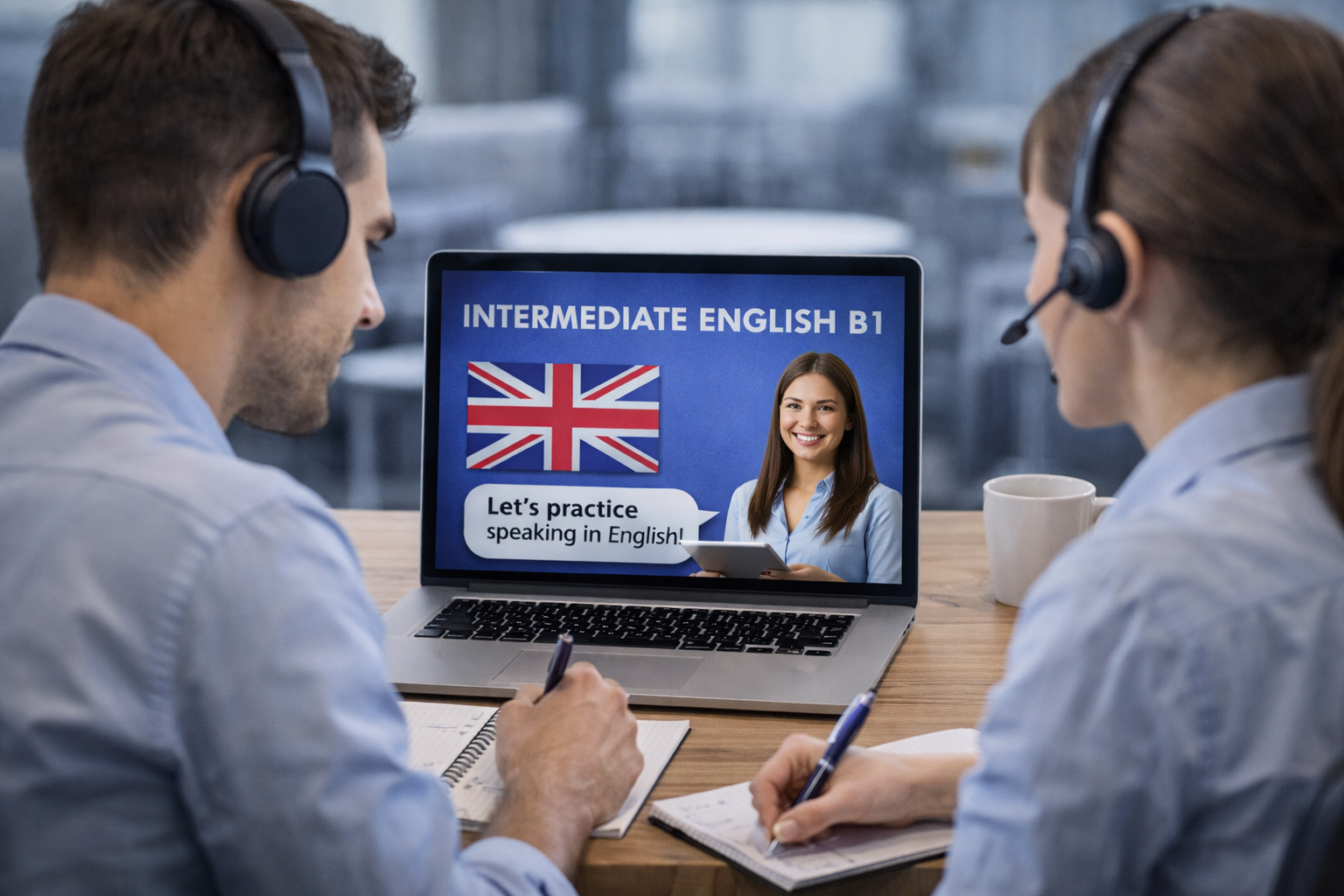 B1-C1 seviyesini hedefleyen çevrim içi İngilizce eğitim oturumu